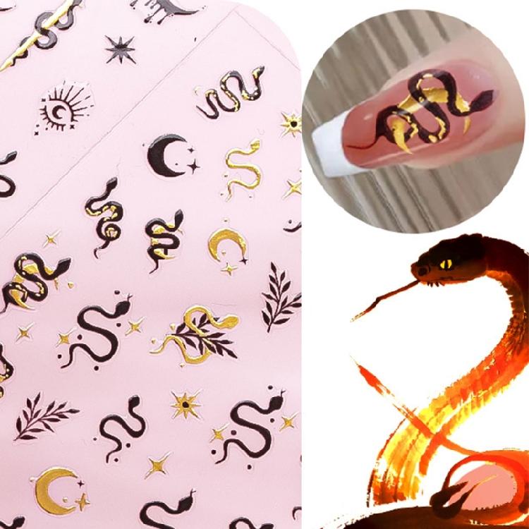 1 Sheet Fashion Nail Art Decals for Chinese New Year Manicure Decors with Cartoon Snake PatternsNail Salon Accessories