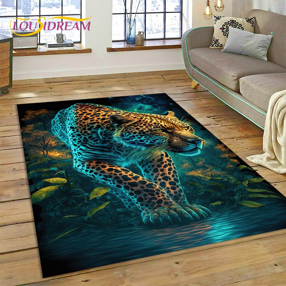 3D Beast Tiger Lion Animal Wildlife Cartoon Carpet Rug for Home Living Room Bedroom Sofa Doormat Decor,kid Area Rug Non-slip Mat