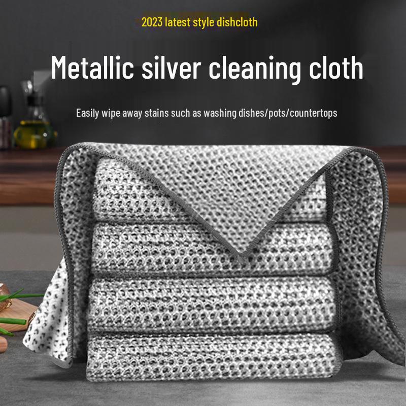 **"Double-Layer Metal Wire Dishcloth: Heavy-Duty Kitchen Scouring Pad for Stove Decontamination, Steel Wool Alternative"**