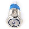 2PCS 5 Pin Metal Push Button Switch 16mm Flat Head Self Reset Switch With Light Number 4(12VDC Blue)