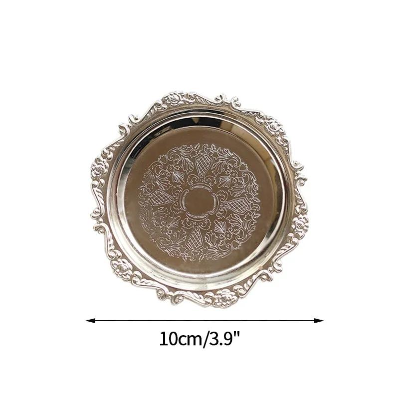 Round Metal Tray Fruit Cake Dessert Trays Jewelry Dish Earrings Necklace Ring Storage Plates Display Bowl Decoration Sauce Dish