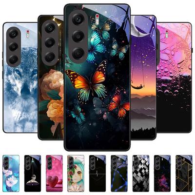 Capa à Prova de Choque Para Tecno Camon 40 Pro 5G Vidro Temperado Traseiro Capa de Celular Camon40Pro Camon 40Pro 5G CM7 Capa Dura Shell Coque