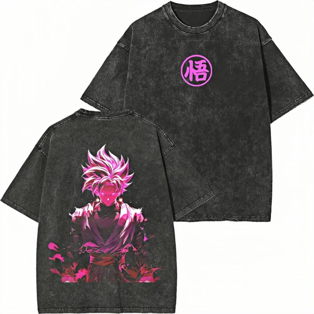 Dragon Ball Majin Buu Super Saiyan Printed Tshirt Mens and Womens Washed Tshirt High Quality Vintage Cotton Tshirt Top