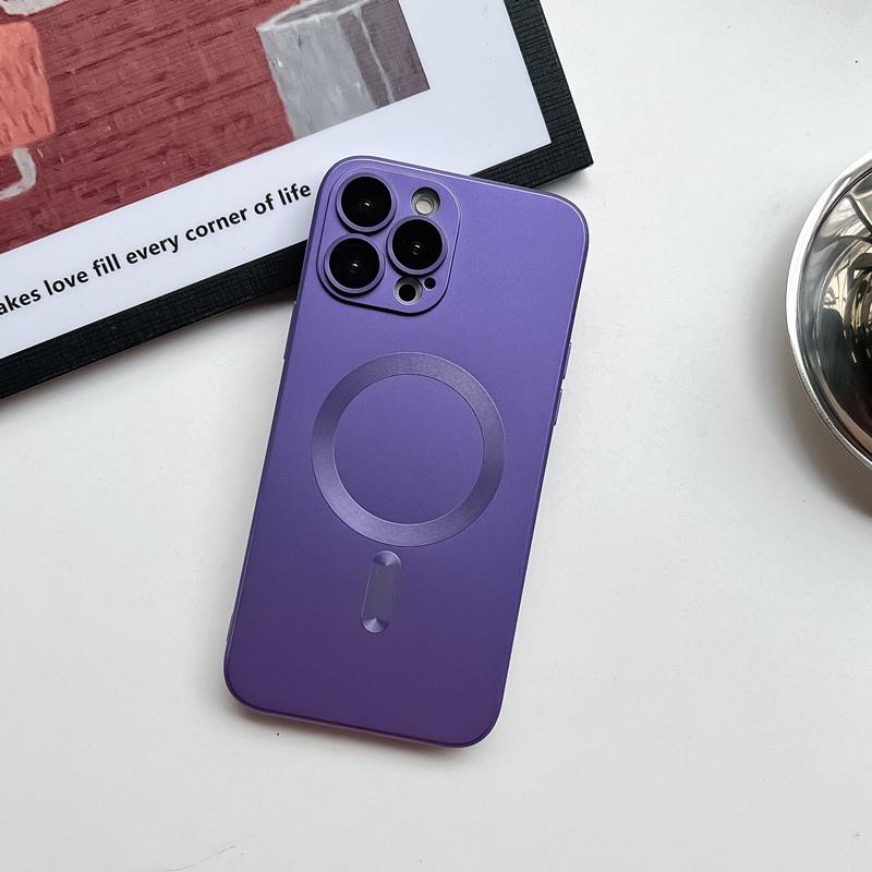 

Модный чехол для телефона с беспроводной зарядкой для iPhone 11 12 14 13 Pro Max Plus, мягкий магнитный матовый бампер, защитный чехол для объектива For iPhone 11 фиолетовый