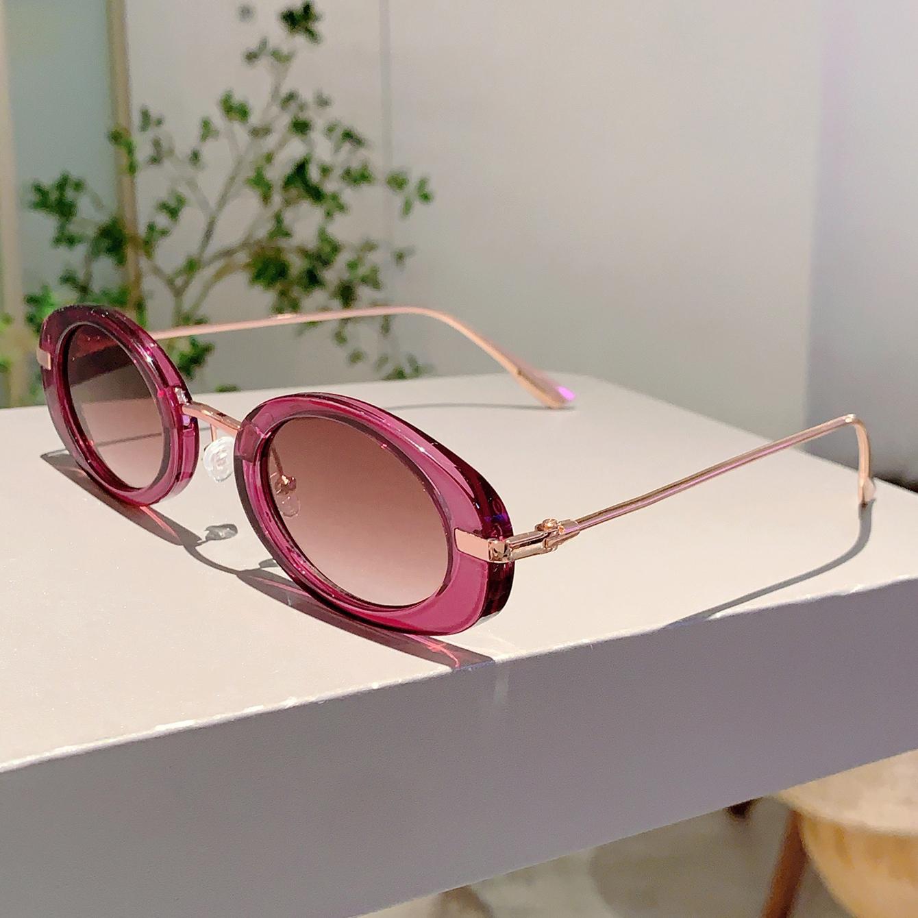 

KAMMPT Vintage Oval Sunglasses Women 2024 New in Fashion Retro Black Sun Glasses Ins Stylish Trendy Luxury Brand Design Shades as picture shows