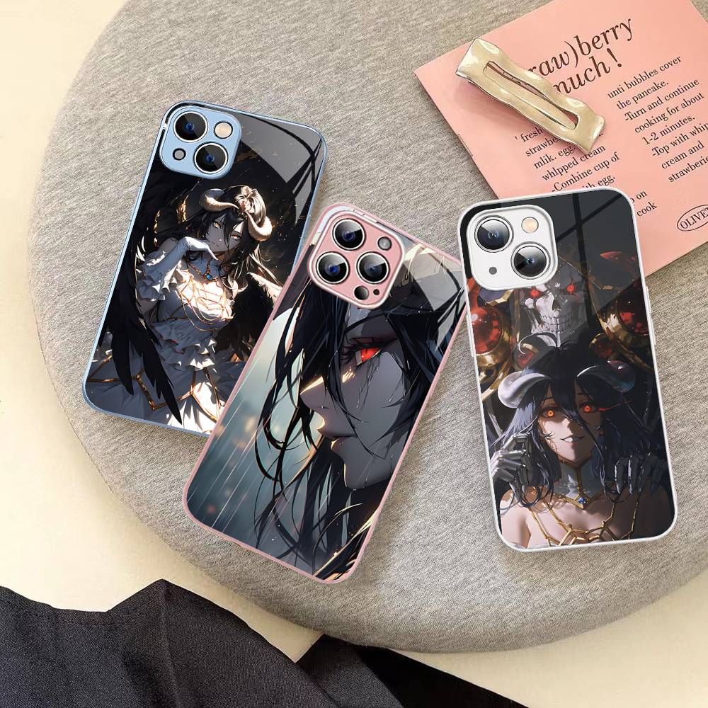 Cartoon Anime A-AlbedoS For IPhone 14 13 12 Mini 11 Pro XS Max X XR 14 Plus Tempered Glass Cover