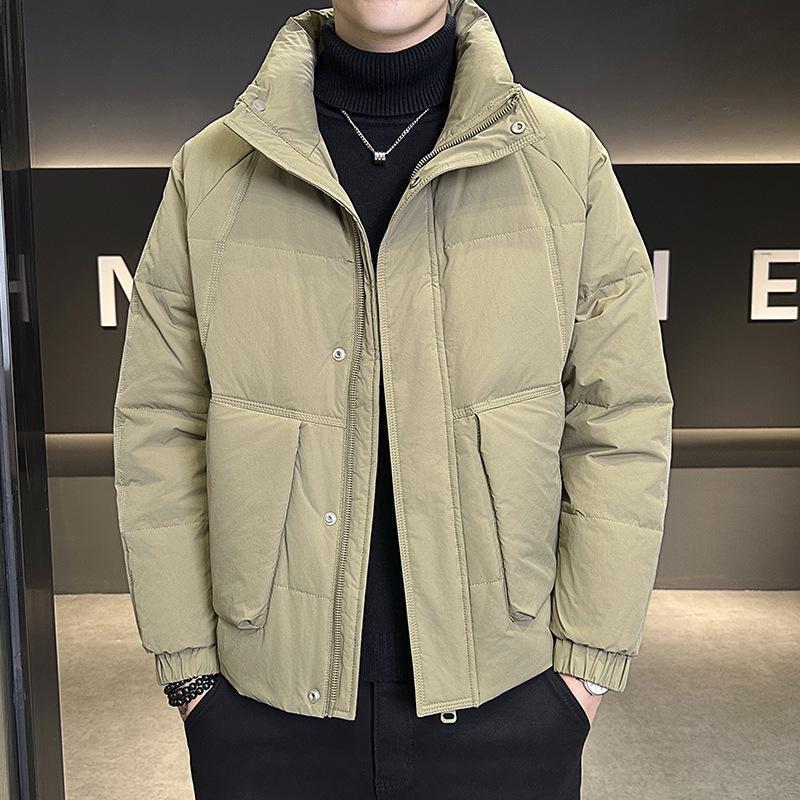 

2025 Men s Slim Fit Stand Collar White Duck Down Jacket - Warm, Stylish, Thickened Winter Outerwear M хакі