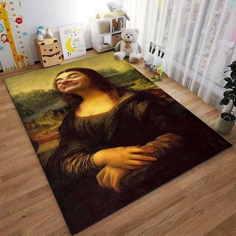Classic Art Carpet with an Iconic Portrait Suitable for use as an anti-slip game mat for living room and bedroom sofas