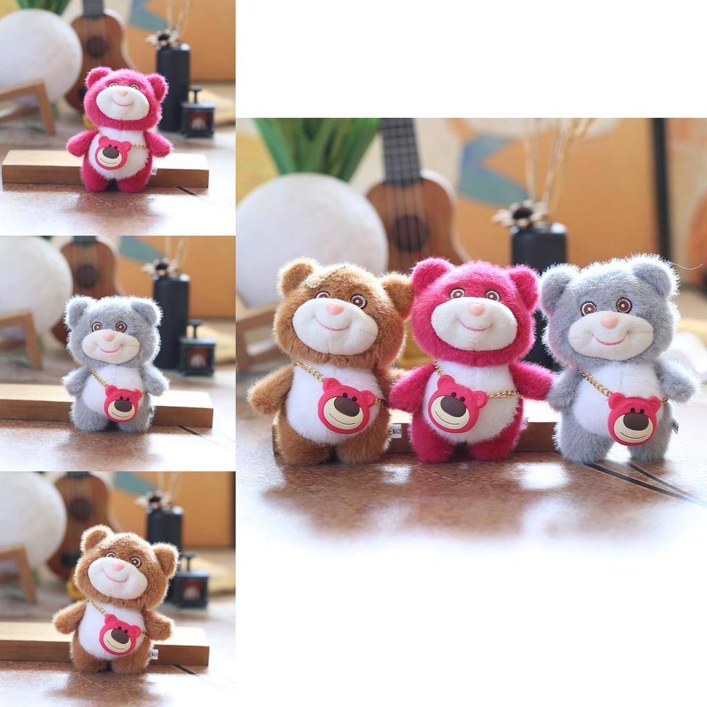 Cute Strawberry Backpack With Bear Plush Keychain For Kids And Teens