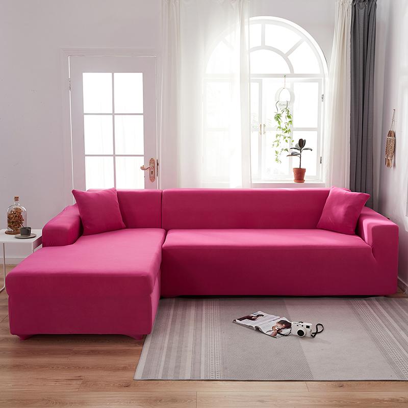 Solid Color Stretch Sofa Cover for Living Room Elastic Slipcovers  Couch Cover L Shape Armchair Cover Single/Two/Three/Four Seat