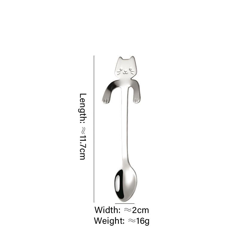 

304 Stainless Steel Coffee Spoon Cute Cat Spoon Teaspoon Creative Dessert Ice Cream Tableware Kitchen Tools Tea Spoon CJCC01 серебряный