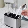 Drainable Kitchen Cutlery Organizer Stainless Steel Spoon Storage Rack  Countertop