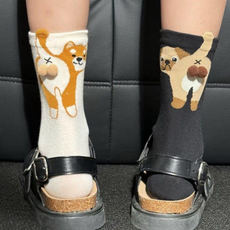 1 Paar Druck Bequem Mehrteilig Hautfreundlich Cartoon Warm Tier Ei Socken Leichtes Gefühl Bunt Niedlich Täglich Atmungsaktiv