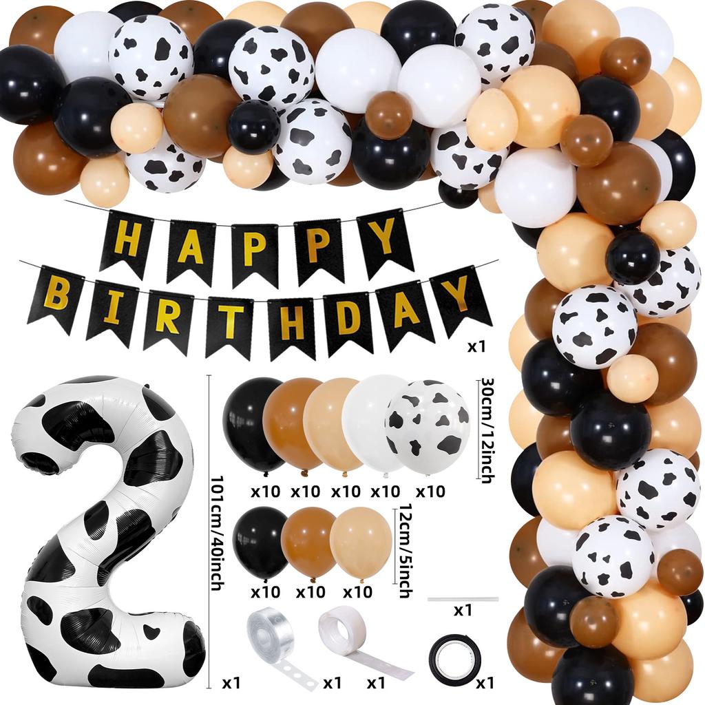 Farm Theme Balloon Wreath Set Birthday Party Flag Cow Digital Balloon Chain Set Arrangement
