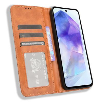 For Samsung Galaxy A55 5G Phone Case Retro Leather Wallet Flip Cover