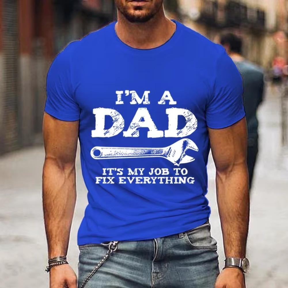 I'm A Dad T Shirt Men Vintage Wrench Tee Shirt It's My Job To Fix Everything Print Short Sleeve Shirt Casual Streetwear Camisete