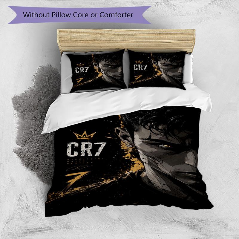 Ronaldo's Iconic Number Seven Bedding Set, Breathable Duvet Cover with Pillowcases, Soft Bed Linen for Bedroom Home Decoration, Perfect Festival Birth