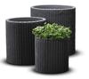 Set Of 3 Keter Cylinder Planter S+M+L - Graphite - Kt 92 0453