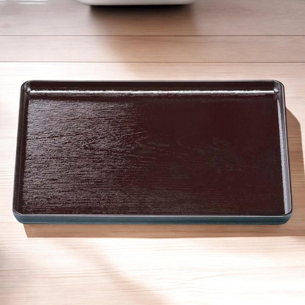 Tray Oju Wood Grain Tray Shintame Lacquerware Made in Dishwasher Safe J-kitchens Heat-Resistant (A) 3-Shaku (Tray/Tray) (ABS Resin), Non-Slip, 39cm,