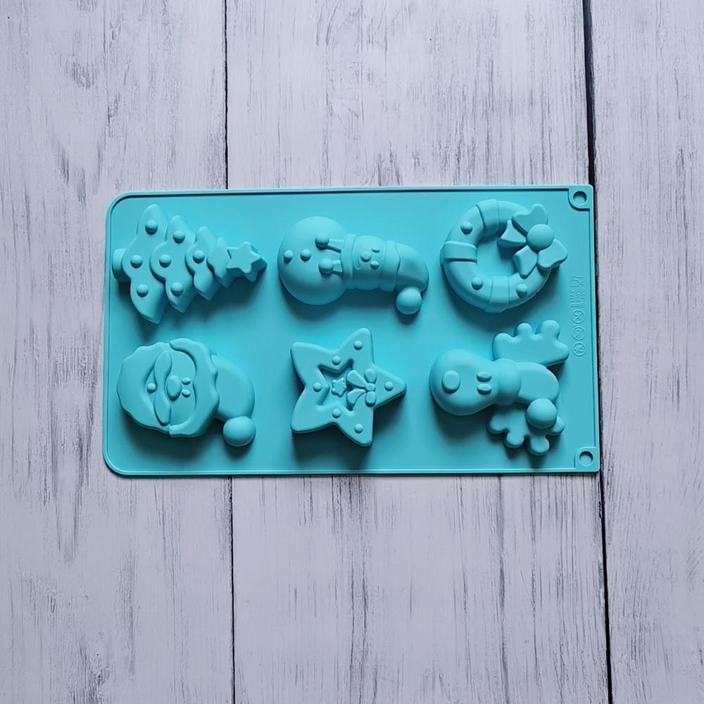 New Christmas Wreath Snowman Tree Silicone Cake Mold Handmade Soap Making Xmas Cake Jelly Egg Tart Bread Mold Baking Tool