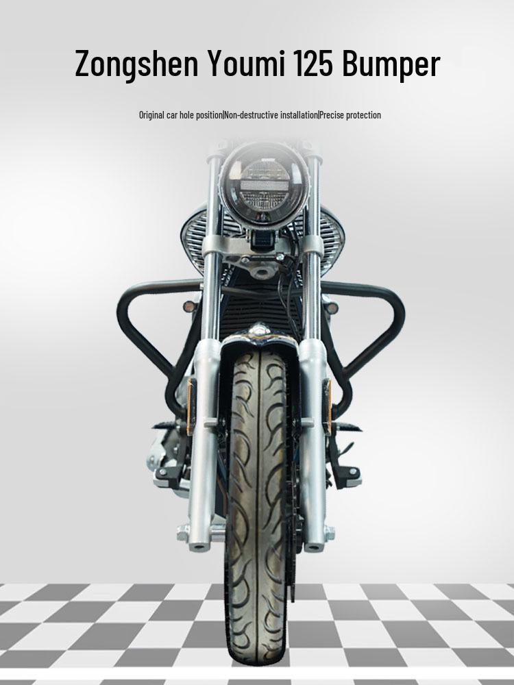 Zongshen Yomi YOMI ZS125-5A Modified Bumper Guard Bar with Folding Backrest, Rear Rack, and Side Bag/Box