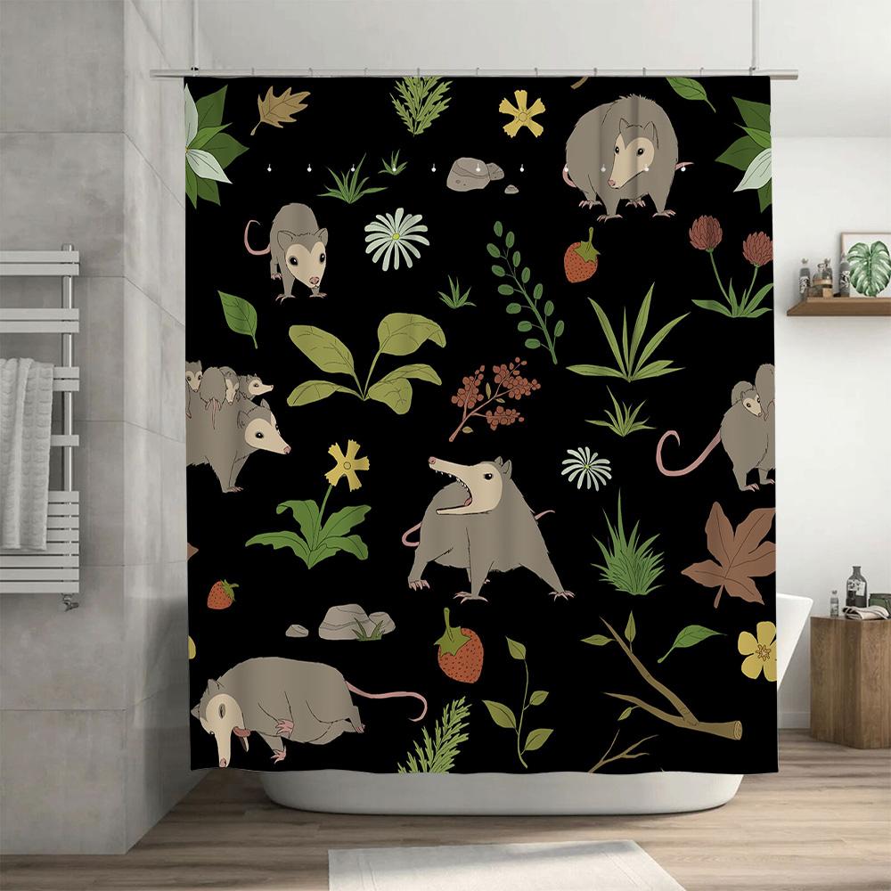 Nature-inspired shower curtain featuring playful animals waterproof bathroom decor for your home