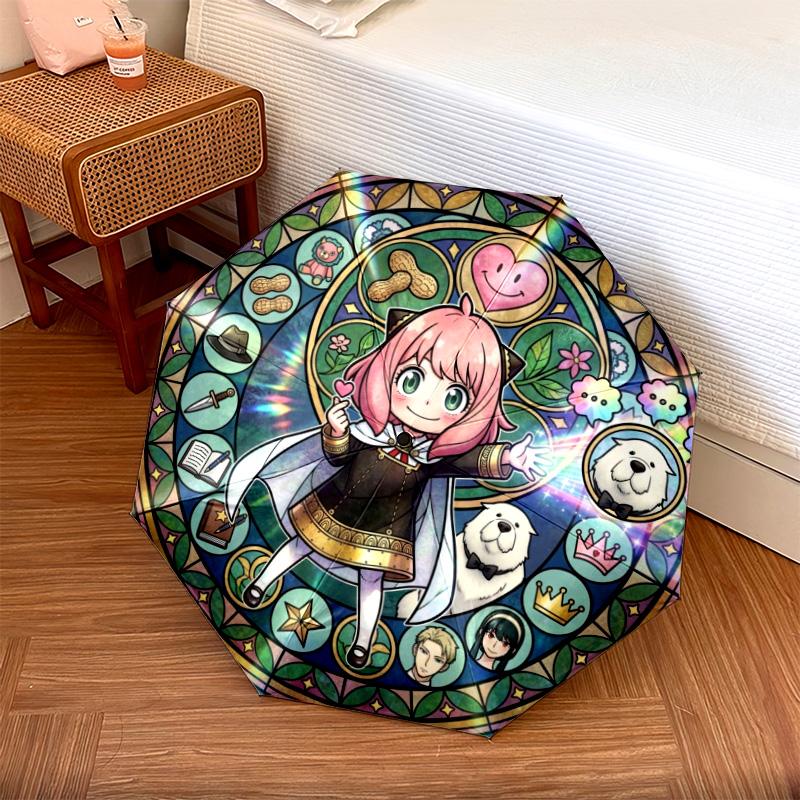 

1PC Automatic Folding Umbrella Anya Forger Pattern 8 Ribs Portable Foldable Travel Umbrella Christmas Birthday Gift