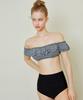 VIKINI VENDER Check Frill 2-Way High-Waisted Bikini - Black