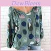 Elegant Women Summer Fashion Long Sleeve Blouse V-neck Stylish Dot Printed Shirts Tops