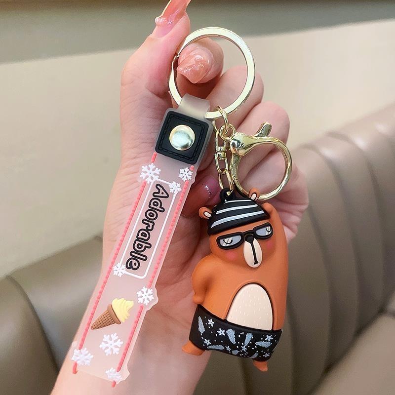 Soft Adorable Rubber Keychain Cute Cartoon Animal Key Ring For Cars Bags And