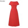ZANZEA Women Elegant Off Shoulder Sleeveless Casual A-line Dress