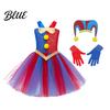 Childrens Pointed Hat Kids Clown Costume Dress Set with Headband & Gloves Girls Circus Soft Mesh Tutu Princess Dress Halloween Stage Performance