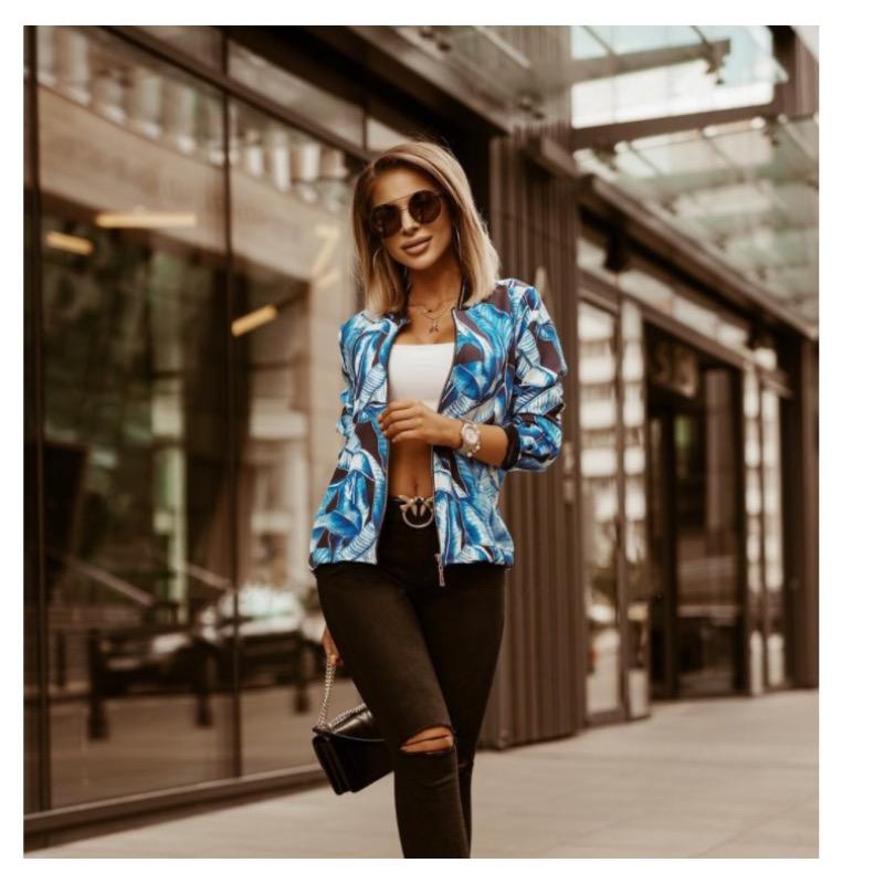 Long Sleeved Printed Short Jacket for Women's Clothing