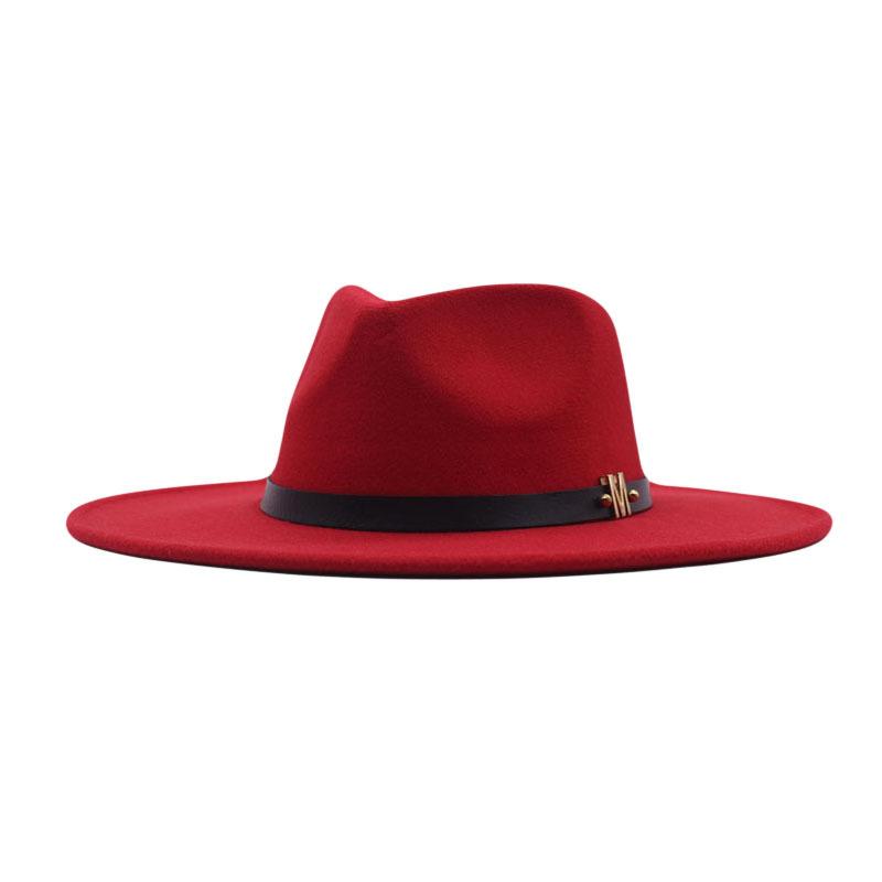 Europe, America, Autumn and Winter New M Standard Big Eaves Peach Heart Concave Convex Top Fashion Flat Top Hat Women's Woolen Jazz Hat