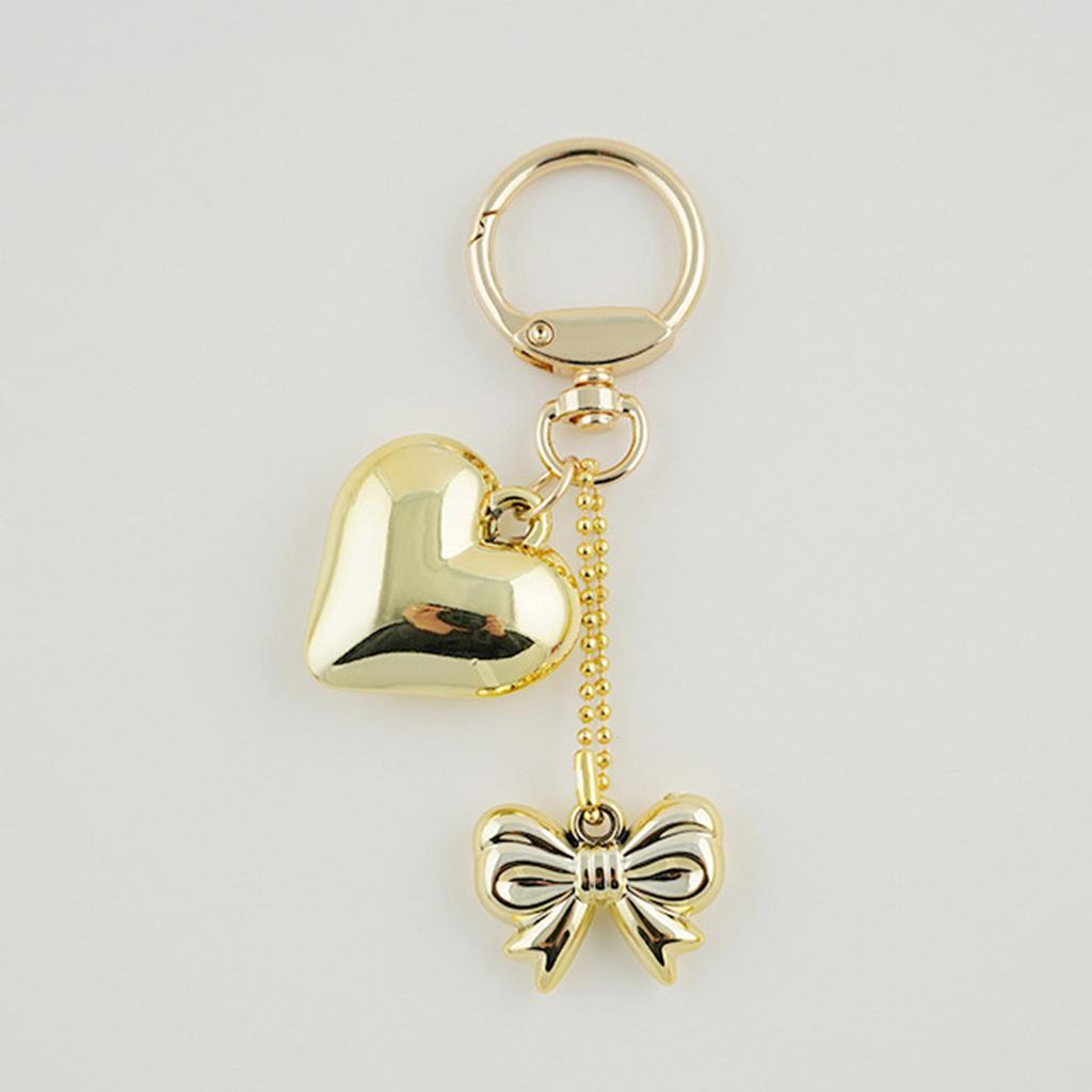 Lovely Heart Shaped Keychain Pendant Small Key Adornment Lightweight Keyring Charm Bowknot Key Pendant Metal Material