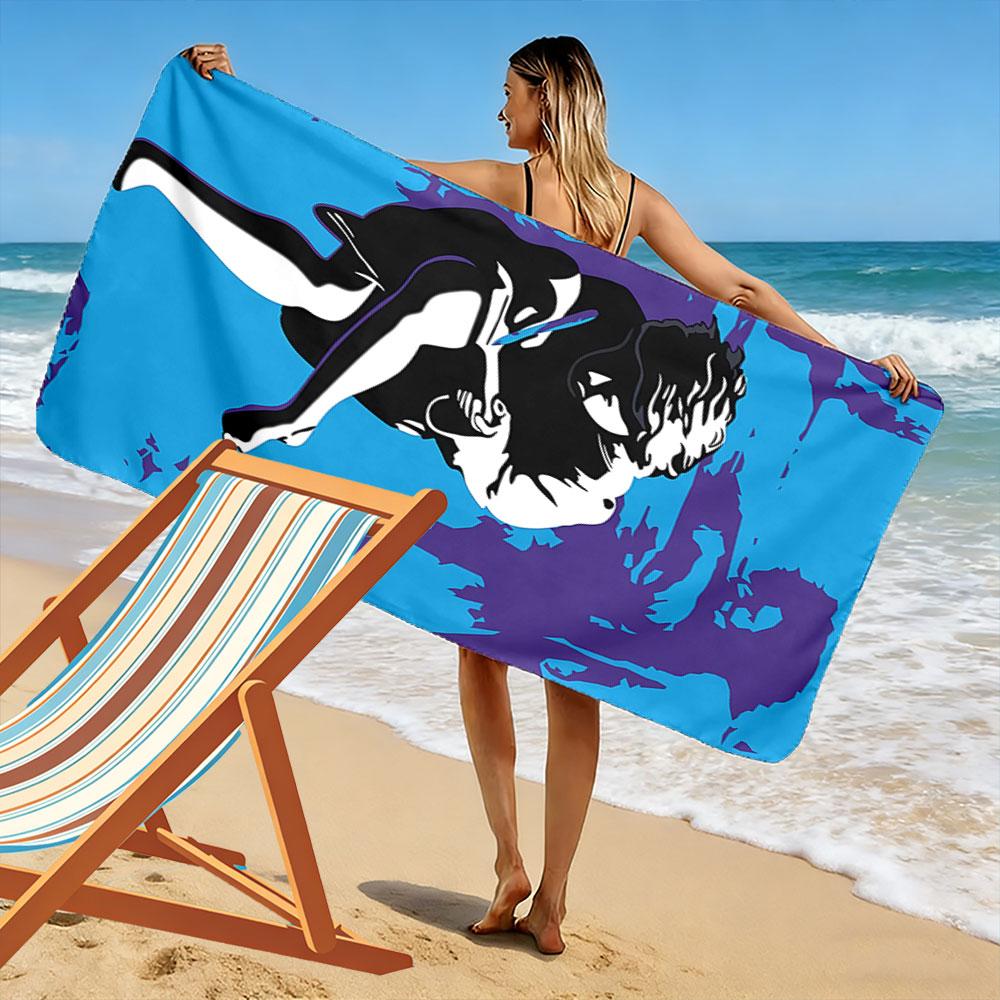 Dynamic Artistic Figure Towel Beach Towel Quick-drying for Travel Outdoor Sports Jogging Beach and Swimming
