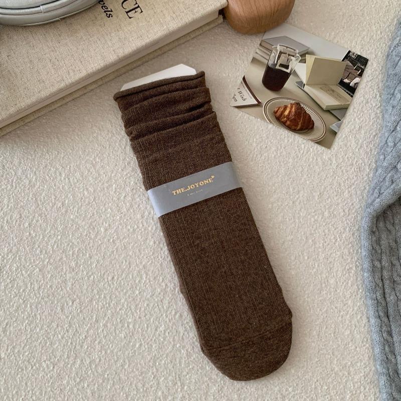 

Женские осенние ретро носки с отворотом, темно-зернистые, нескользящие, гольфы 1 pair кофейный