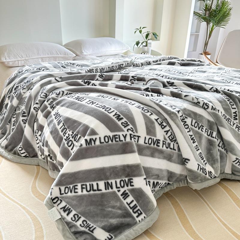 Double-Layer Thickened Fleece Blanket for Single or Double Use Autumn/Winter Cover Blanket