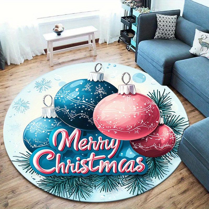 1pc Soft, Absorbent & Non-Slip Celebrate Christmas Round Rug, Perfect for Entryway, Living Room, Bedroom Decor, Machine Washable Flannel Mem