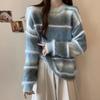 Autumn and winter new fashion gradual change color colorful fringed loose version thin versatile sweater knitted sweater top women