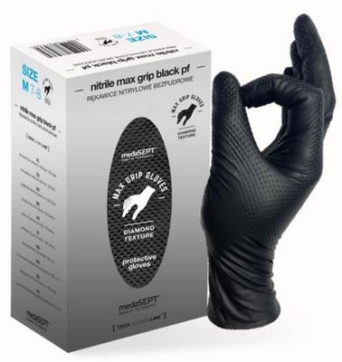 Reinforced Nitrile Gloves Max Grip Black Size M - Rek Gu Mg M