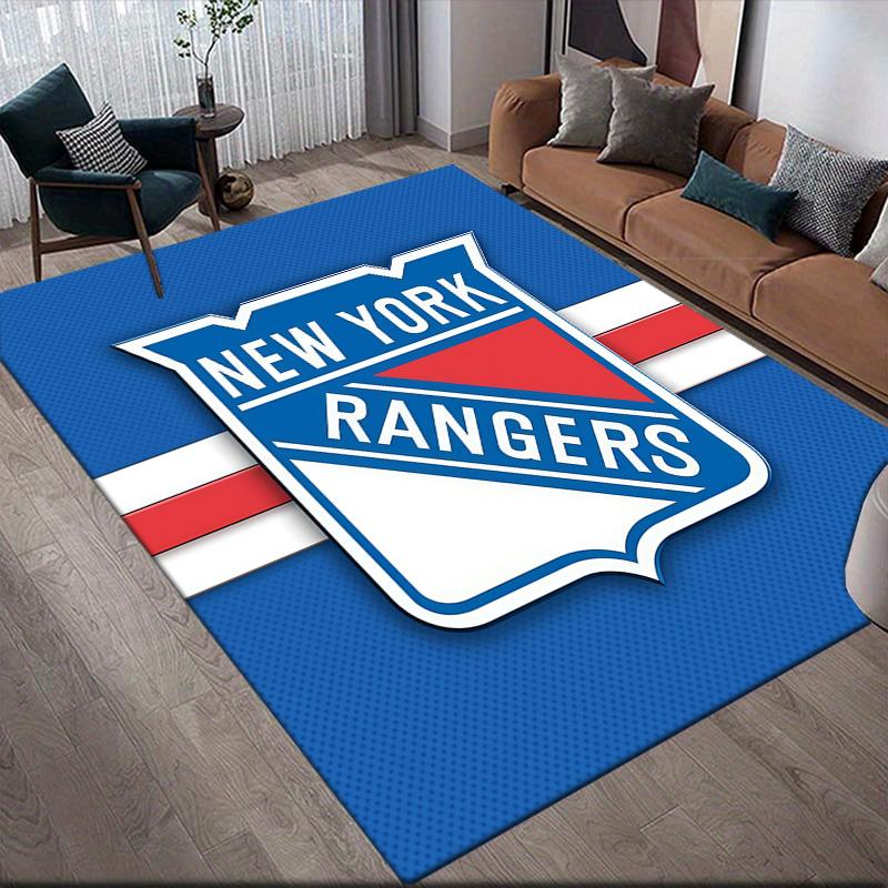 New York Rangers Flannel Pattern Square Carpet,Area Rug,Carpet Rug for Living Room Bedroom Sofa Playroom Decor,Non-slip Floor Mat