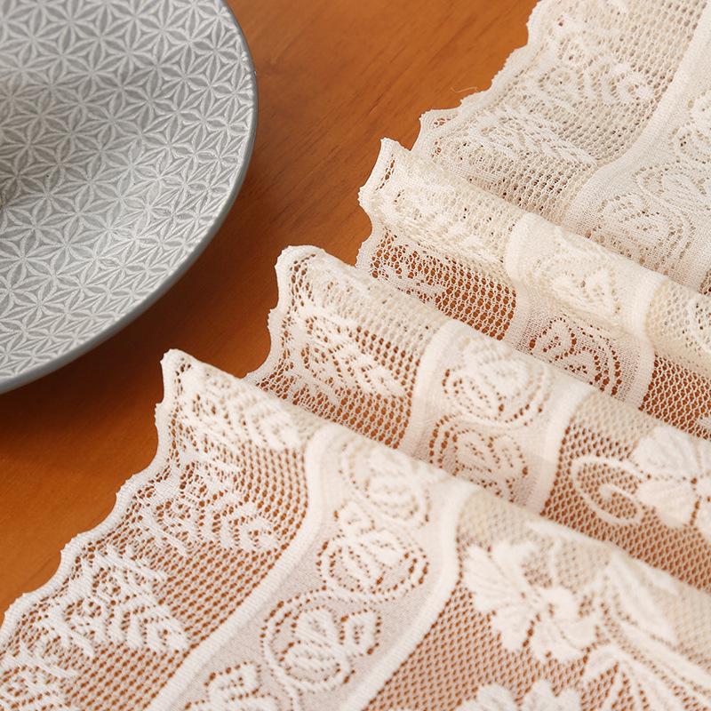 Elegant Nordic White Lace Table Runner with Crochet Tassels - Perfect for Dining or Coffee Tables, Ideal for Christmas Decor.