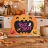 Childlike Halloween Room Accent Wooden Table Sign, Cute Pumpkin Boo Ghost Vibrant Party Prop Tabletop Centerpiece for Indoor Mantel Fireplace