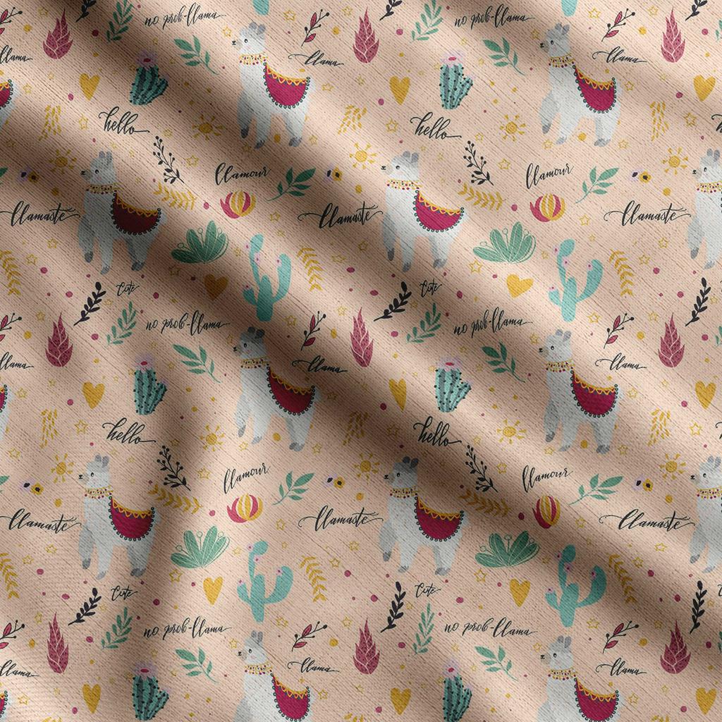Soimoi Imprimeu Llama Alpaca, Bumbac Cambric, Material pentru Matlasare, Vândut la Yard, 42 Inch Lățime, Material de Bumbac de Greutate Medie,