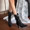 Studded Sleeve Stack Boots Fashion Pointed Toe Stiletto Heel Anti-Slip Wear-Resistant Booties