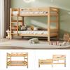 Bunk Bed for Children and Teenagers, Children's Bed, Split into 2 Single Beds, Sturdy Pine Wood Frame, Easy Assembly, Natural, 90x200cm