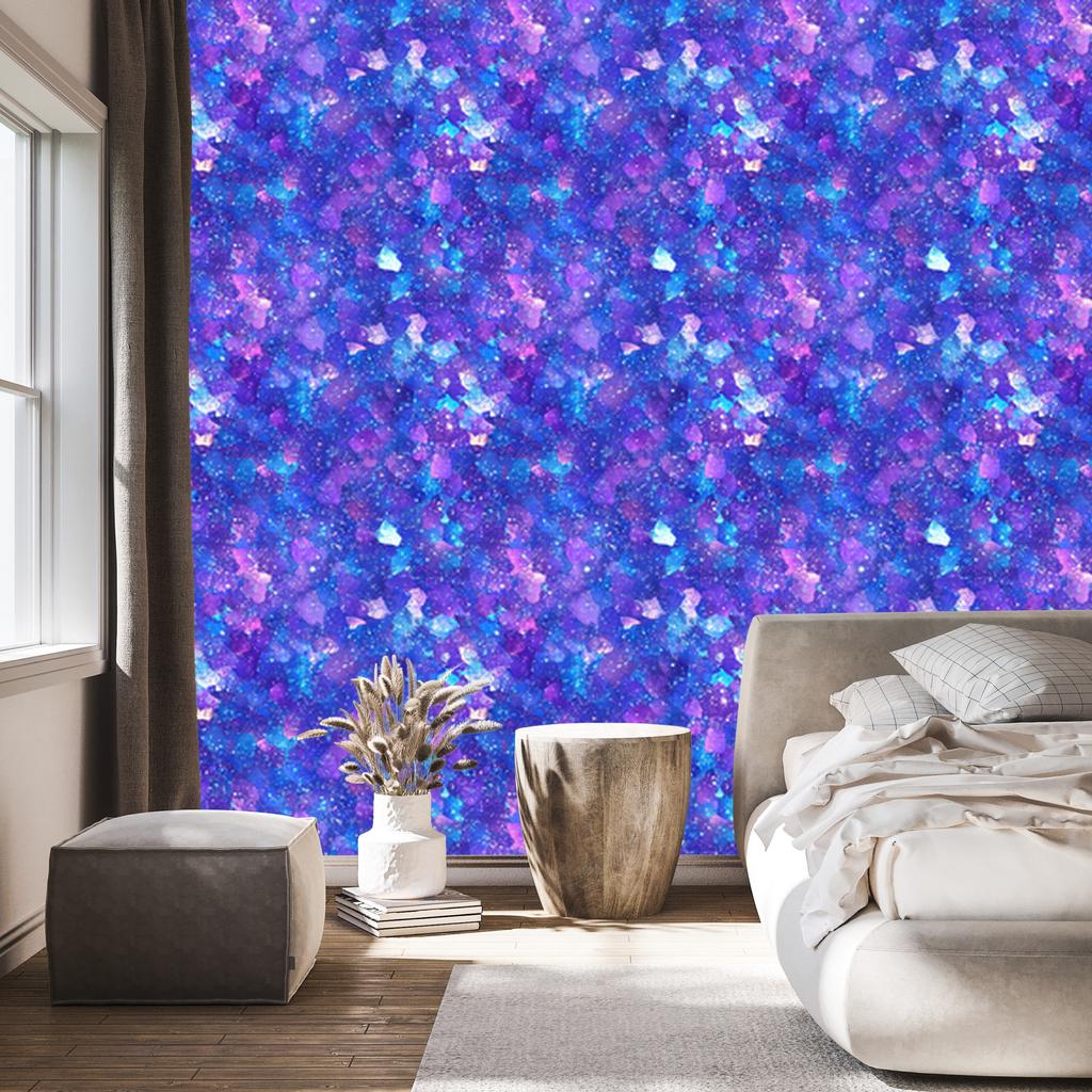 Iridescent Glitter Wallpaper Blue, Purple and Lavender 50x1000