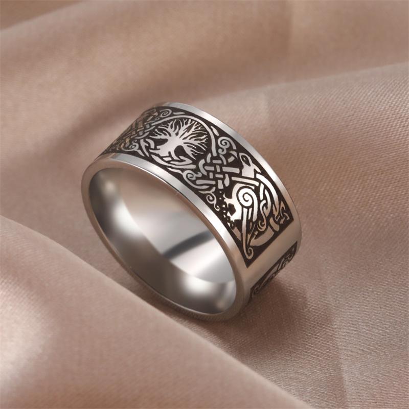 Punk Stainless Steel Rings For Men Women Viking Life of Tree Couple Ring Gothic Jewelry Trendy Birthday Gifts