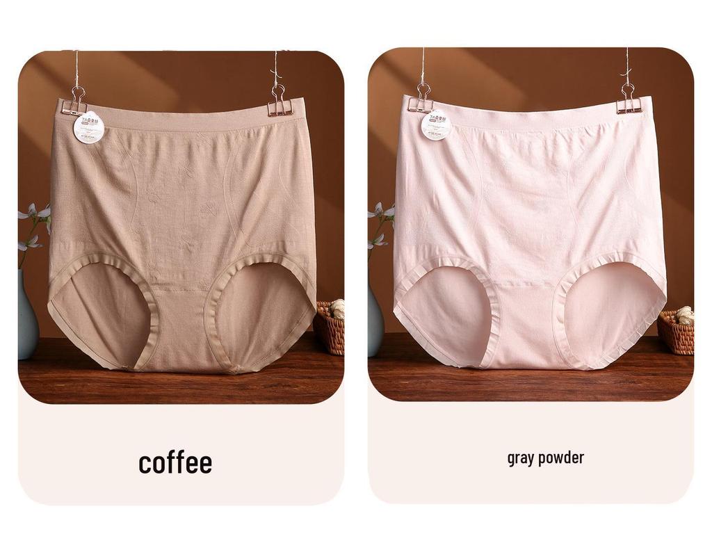 Seamless High Waist Plus Size Women's Panties with Antibacterial Crotch - Breathable Briefs for 200 lbs